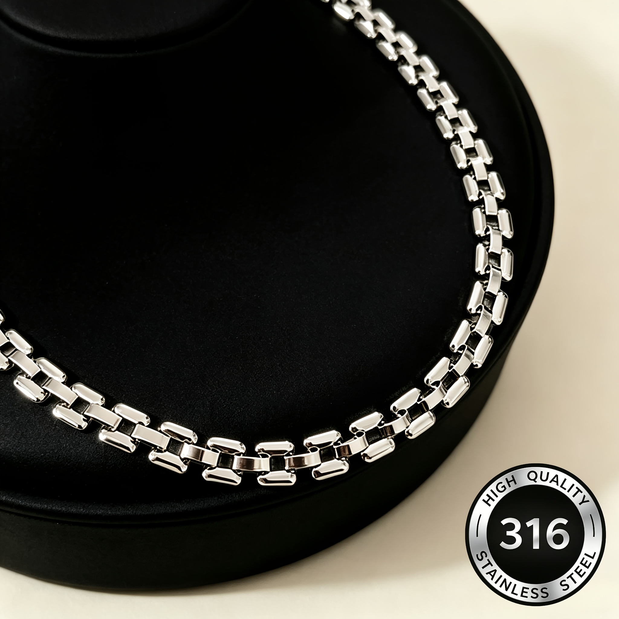 Elegant Square Hollow-Out Stainless Steel Choker Necklace